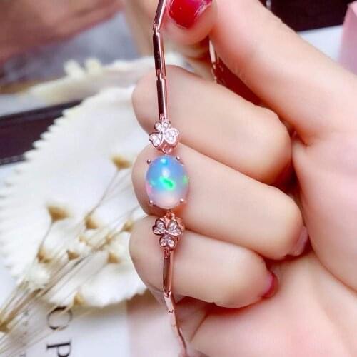 New Arrival Real and Natural Opal Bracelet 925 sterling silver Natural and Real Opal Bracelet