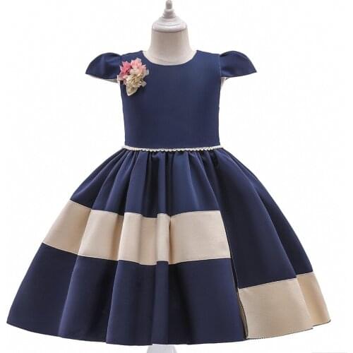Baby Girls Flower Satin Dress For Girls Wedding Party Dresses Kids Princess Christmas Dress with Flower Children Girls Clothing