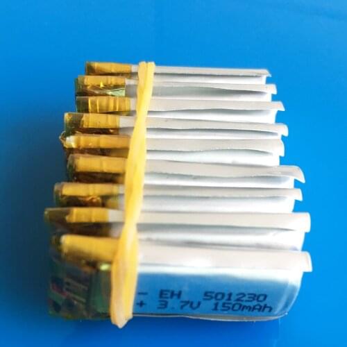 Lot 10 pcs 3.7V 150mah 051230 lipo lithium polymer rechargeable battery for MP3 bluetooth speaker smart watch headset 501230
