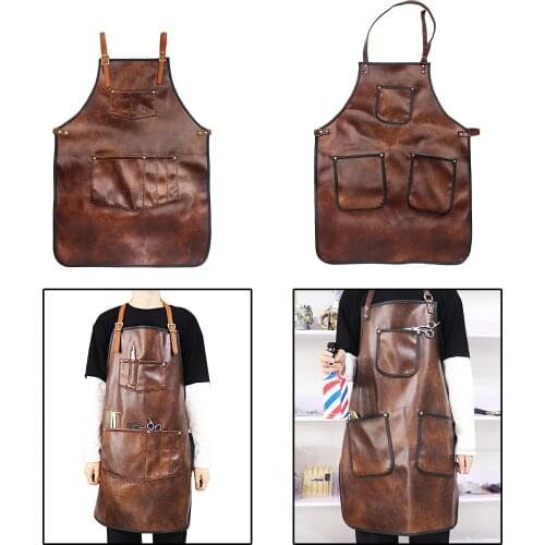 CrossBack PU Leather Hairdressing Barber Apron Work Apron Professional Grade Chef Apron Multi-use Heavy Duty Premium Quality
