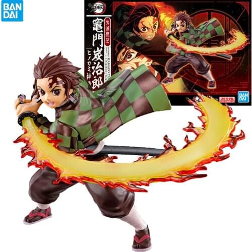 In Stock Bandai Plastic Demon Slayer Anime Figure Kamado Tanjirou Hinokami Kagura Assembly Model Action Figure Collectile Toys