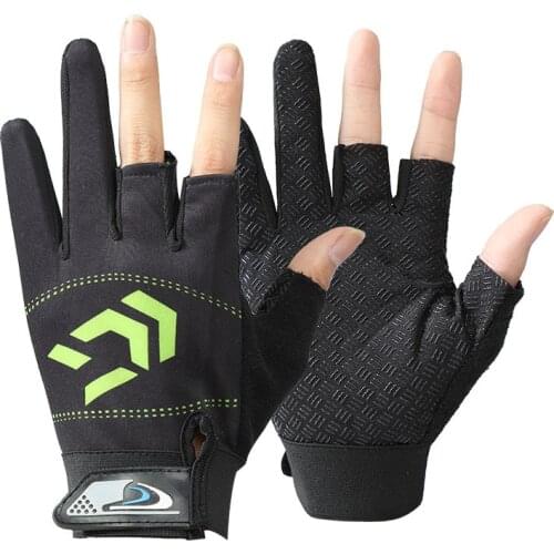 Daiwa Professional Fishing Gloves Three Fiinger Cut Protective Gloves Outdoor Anti-slip Hiking Gloves For Men Pesca Equipment