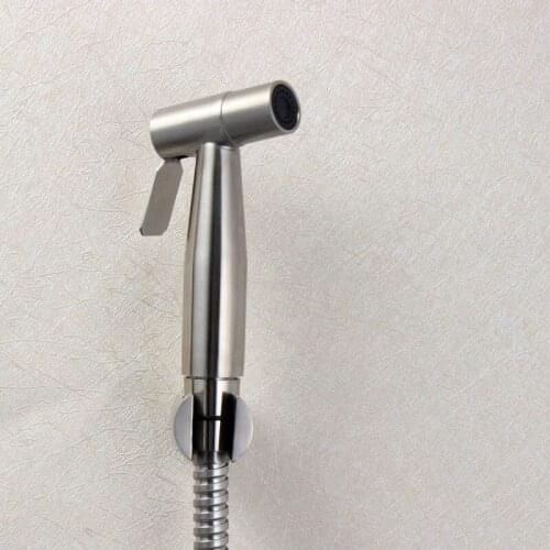 Brushed Nickel Stainless Steel Toilet Handheld Diaper Sprayer Shower Shattaf Bidet Spray Douche Kit Jet Hose Holder