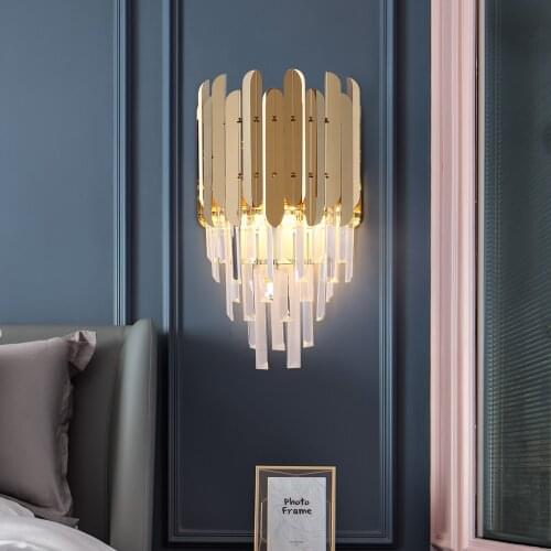YOOGEE Modern Wall Sconce Light Gold Stainless Steel Wall lamps Living Room Decorative LED Indoor Lighting