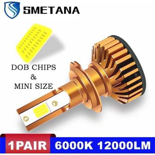 SMETANA V3 Mini Size 2Pcs H7 H11 LED Bulbs with DOB Chips H4 H1 H3 H8 H9 9005 9006 Led Car Headlight led Headlamp 10000LM