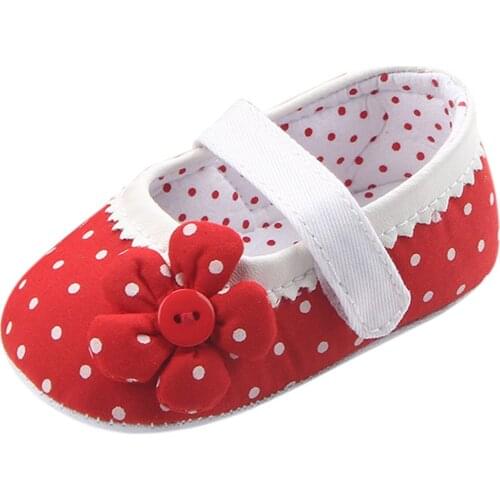 Toddler Baby First Walkers Kids Beautiful Flower Polka Dot Soft Anti-slip Baby Walking Shoes Prewalker Princess Baby Shoes