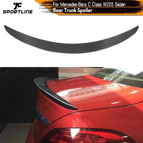 Carbon Fiber / FRP Rear Spoiler Trunk Wing Boot Lip For Mercedes-Benz W205 Spoiler C-class C200 C250 C300 4-Door 2015 - 2018
