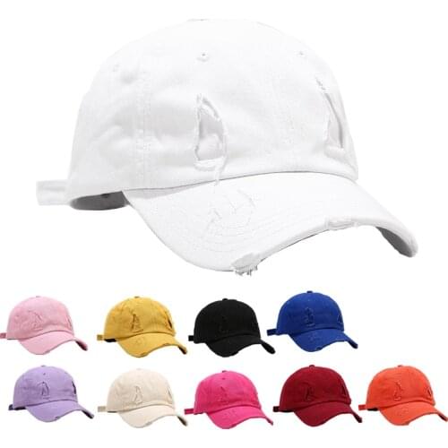 Unisexy Retro Hole Baseball Cap Women Adjust Outing Sun Hat Cotton Sports Caps Men Solid Color Peaked Cap Trucker Hats