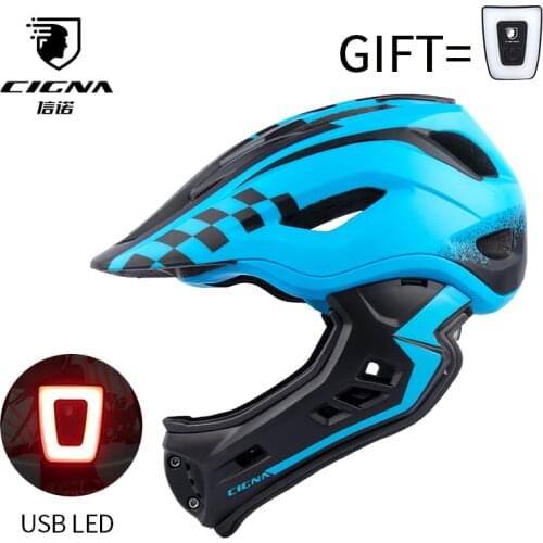CIGNA TT-32 TT-918 Childrens Bicycle Helmet With Tail Light Fully Detachable MTB Downhill Cycling Helmet