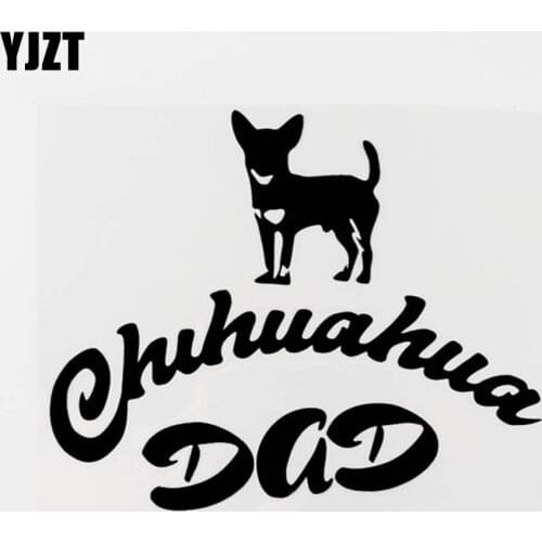 YJZT 15.5CM×12.6CM For Animal Chihuahua Dad Vinyl Fashion Car Sticker Decal Black/Silver 8C-0509