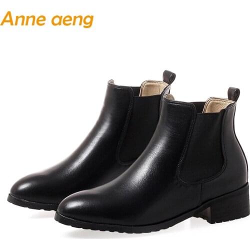 Autumn winter women chelsea boots Ankle middle heels slip-on ladies sexy warm snow boots black winter women shoes big size 33-43