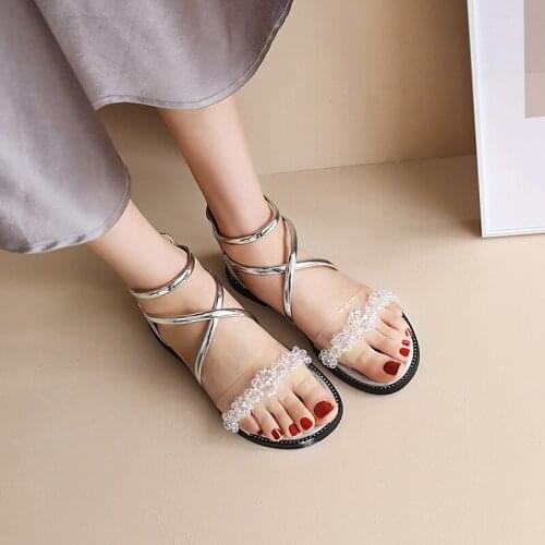 BLXQPYT Sweet Fashion Sandals Women 2021 New Flat Bottom Japanese Korean Roman Style Student Leisure Flowers Summer Shoes 2175