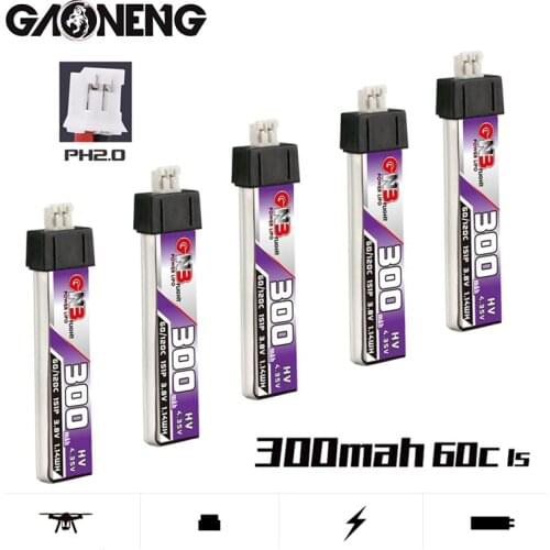 1-10Pcs Max 120C GNB 300mAh 1S HV Lipo Battery PH2.0 Plug for US65 UK65 Inductrix Beta65S URUAV UR65 Mobula7 Tiny Whoop Drone