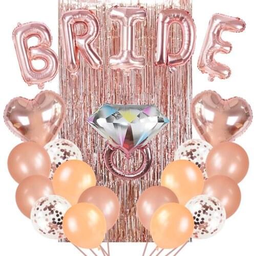 1 Set Rose Gold Bride Letter Ring Foil Balloon Wedding Bridal Shower Engagement Hen Party Decoration Bachelorette Party Supplies