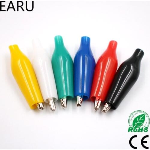 12Pcs Insulation Metal Alligator Crocodile Clip Electric Test 28MM Lead Colorful Red Black Blue Green White Yellow Car Connector