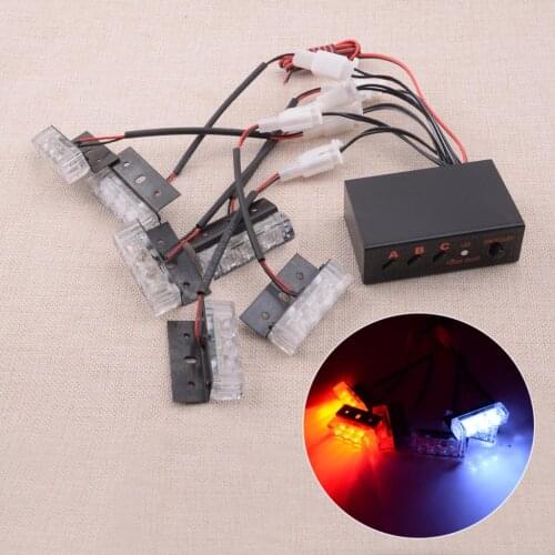 18 LED Car DC 12V 3W Front Grille Emergency Strobe Flash Warning Lights Lamp Bar Set for Universal Cars SUV Vans Trucks