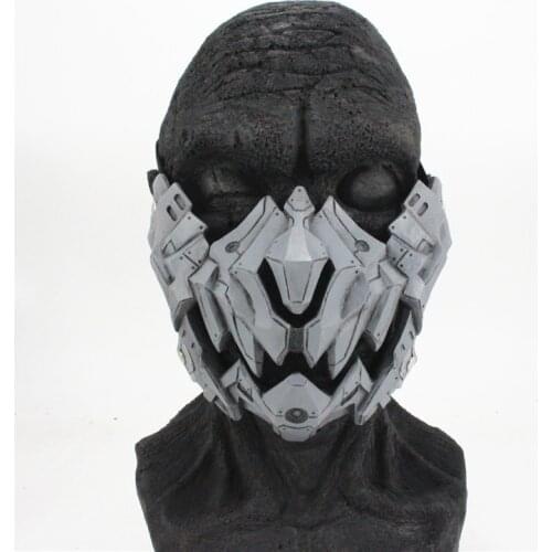 2 Types Halloween Masquerade Mechanical Mask Cosplay Mechanical Tiger Mask Mechanical Beak Advanced Resin Mask Gift
