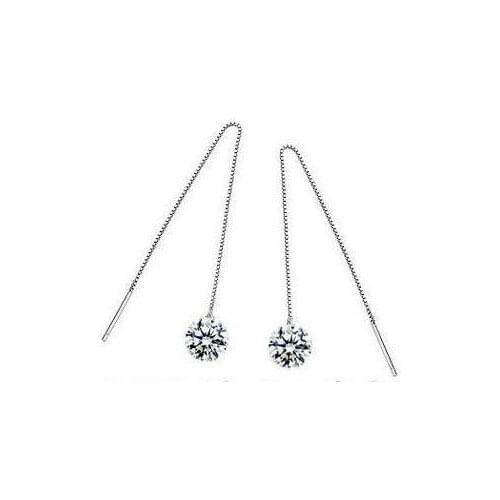 2016 new arrival fashion super shiny zircon 925 sterling silver long drop earrings wholesale price