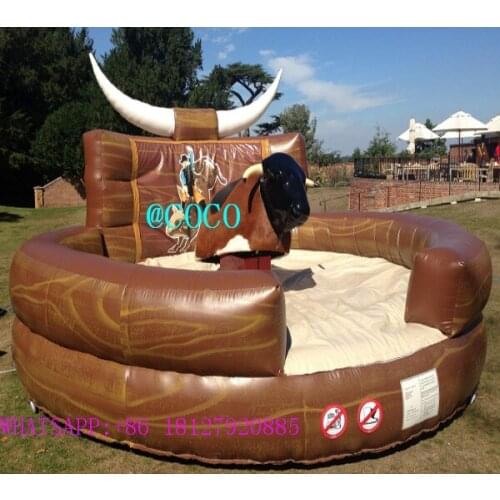 Free sea ship to port, 5m diameter Hot sale inflatable mechanical mat bull mattress rodeo ride riding toys costume rodeo game