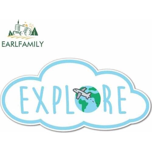 EARLFAMILY 13cm x 6.9cm for Explore Aeroplane Travel World Adventur Car Stickers Cartoon Vinyl JDM Waterproof Anime Accessories