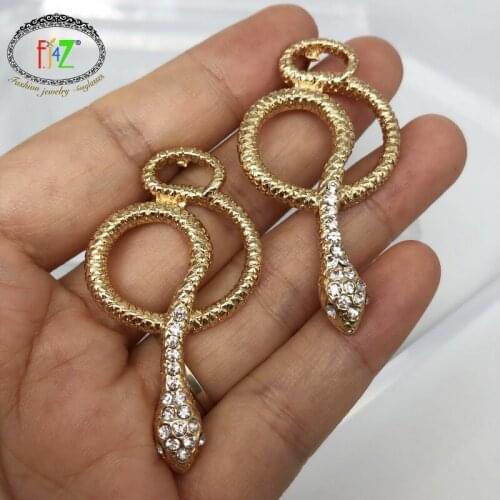 F.J4Z New Hot Snake Earrings Fashion Golden Alloy Vivid Snakes Rhinestone Dangle Earrings Baroque Jewelry Gifts Drop Shipping