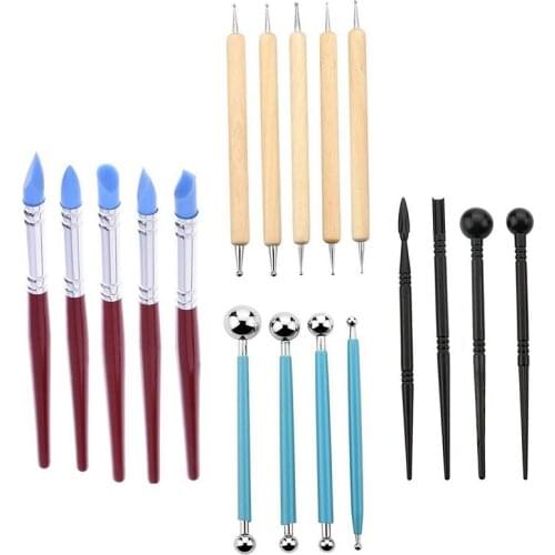 Hot YO-Ball Stylus Dotting Tools 18 pcs Clay Tools Sculpture Modeling Tools for Pottery Sculpture Plastic Paper Flowers Rock Pai
