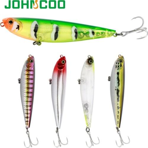 JOHNCOO 1pcs Topwater Pencil Wobbler 100mm 14g Fishing Lure Hard Bait Isca Artificial Long Casting Stickbait Bass Lure
