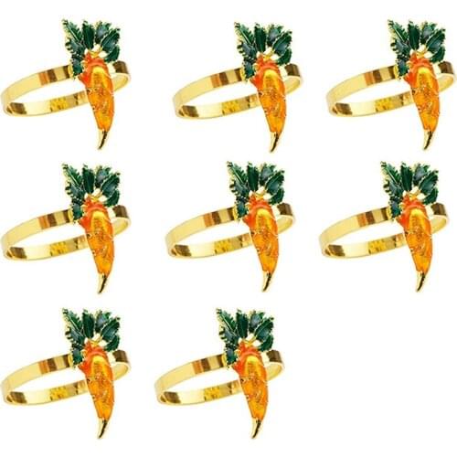 Napkin Rings Carrot Napkin Ring Holders for Dining Table Set of 8 Metal Dinner Tables Setting Decor for Easter Party
