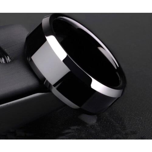 New Design 8mm Width Black Titanium Stainless Ring For Women Men High Quality Couple Ring Wedding Jewelry