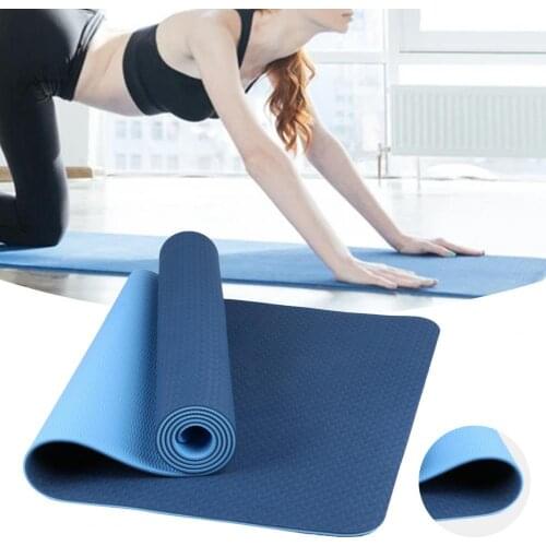 Yoga Mat Two-color Fitness Exercise TPE High Density Cushion Mat for Beginners