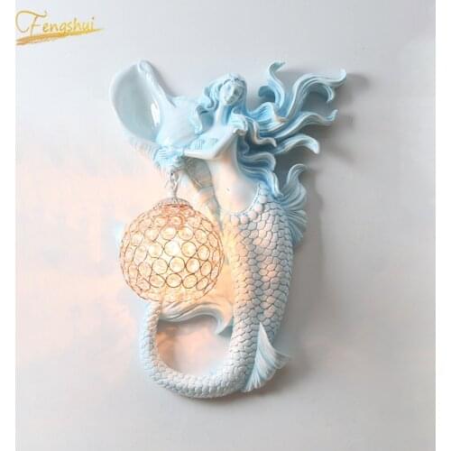 Nordic Fashion Creative LED Wall Lamp Lighting Home Aisle Stair Lamp European Mermaid Living Room Wall Light Bedroom Headlights