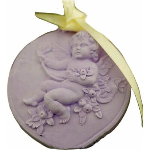 Angel in flower round handmade soap silicone molds