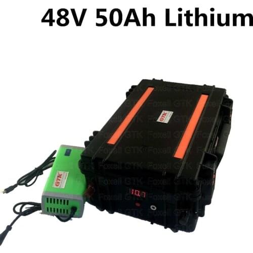 48V 50Ah Lithium li ion battery pack for solar energy storage tricycle motorcycle 2000W ebike golf trolley scooter+5A charger