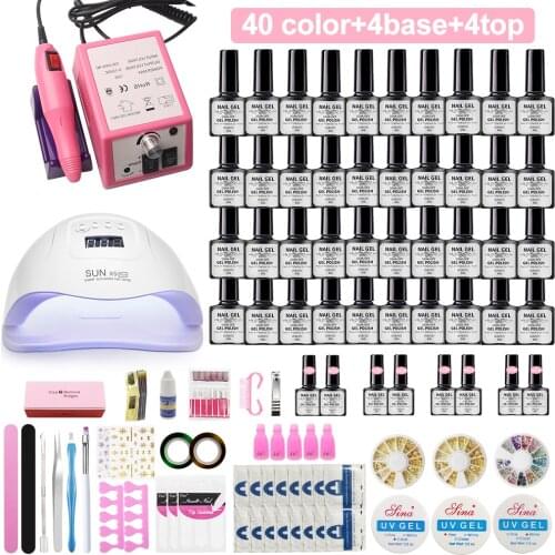 Nail Gel Polish Kit With UV LED Lamp And Electric Nail Drill Pedicure Manicure Nail Set Supplies For Proffessionals or Newcomers