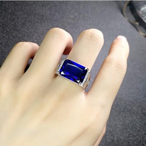 2021 New Jewelry Sapphire Square Fashion Ring Imitation Blue Crystal Diamond Ring For Men And Women Universal Ring Party Gift