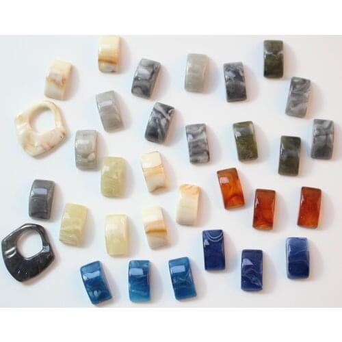 Wholesale 100pcs/lot color print geometry irregular shape resin cabochon beads diy jewelry earring accesspru
