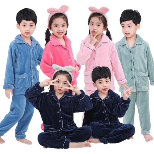 Childrens Pajamas Baby Home Clothes Set Boys And Girls Extra Thick Warm Pajamas