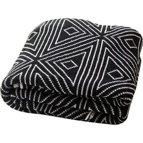 Simple Leisure Geometric Knitting Sofa Throw Blanket Summer Warm Travel Nap Air Conditioner Rugs Bedspread Tapestry Home Decor