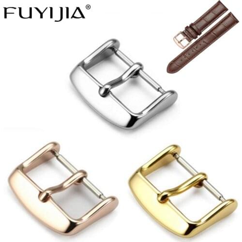 FUYIJIA 12MM-22MM Watch Buckle IP Plating Stainless Steel Pin Buckle Men Women Watch Accessories For Genuine Leather Watchbands