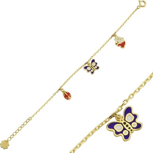 14K (585) Gold Enamel Unisex Child Bracelet