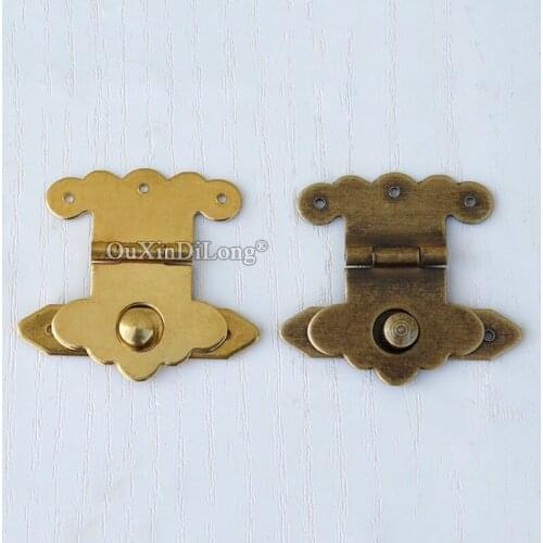 Retro 10PCS European Antique Brass Hasps Catch Latches Lock for Jewelry Chest Box Suitcase Buckle Clip Clasp Decorative Hardware
