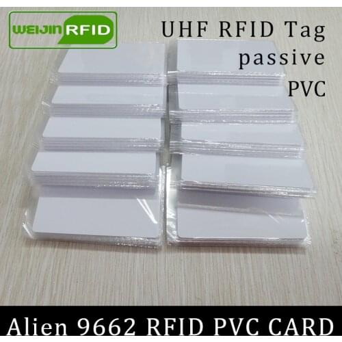 RFID tag UHF PVC card Alien 9662 EPC6C 915mhz 868mhz 860-960MHZ Higgs3 85.7*54*0.8mm long distance smart card passive RFID tags