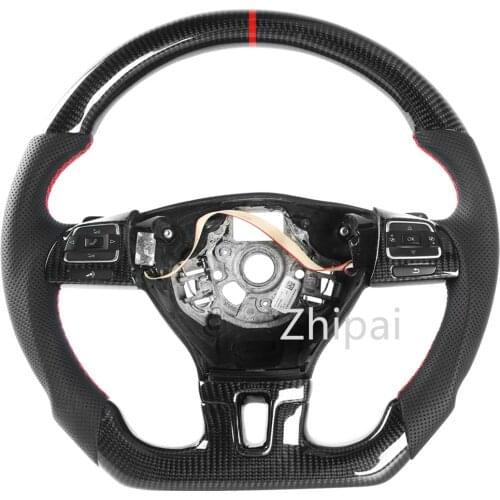 For Volks-wagen CC V-W Forged / carbon fiber LED steering wheel with Alcantarar perforated leather Replacement assembly