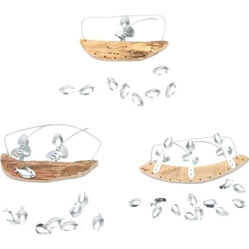 Fishing Man Spoon Fish Sculptures Wind Chime Indoor Outdoor Hanging Ornament Decoration