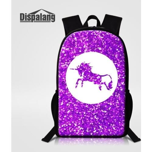 Dispalang Unicorn Backpack For Girls 16'' School Bags For Women Polyester Schoolbag For Children Custom Image Printing Bookbag