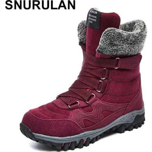SNURULAN Womens winter boots non-slip winter boots with thick soles Warm casual boots with fur for moms; ankle boots for women