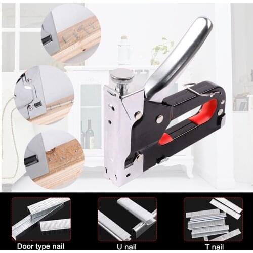 U-shaped Nail Tool Door-shaped Nailer Tacker Stapler 3-in-1 T-shaped Quality Manual For Upholstery Metal With Staples Nails Set