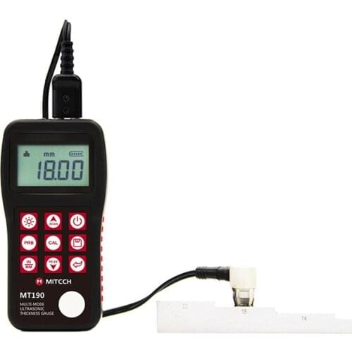 MT190 Ultrasonic Thickness Gauge 0.65-600mm (P-E),3-60mm(E-E) Range Metals Plastic Ceramics Glass Thickness Gauge Meter Tester