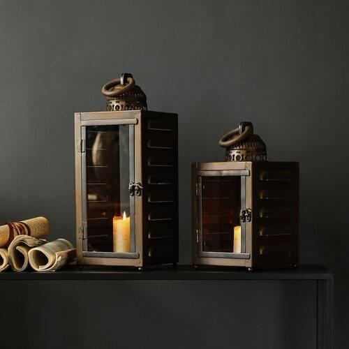 Rustic Creative Metal Glass Candle Holders Morrocan Hanging Windproof Candelabra Ornaments Candelabros Home Decoration BS50CH