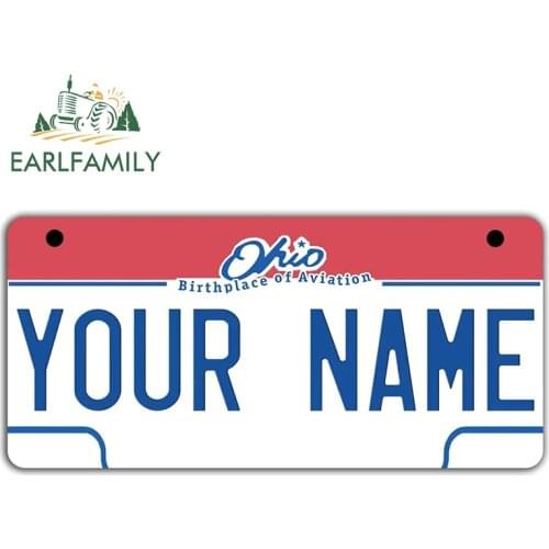 EARLFAMILY 25cm x 11.9cm for Ohio City License Plate Scratch-proof Car Stickers Personality Waterproof Decoration Vehicle Decal
